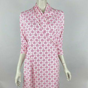 J McLaughlin Panama Wrap Dress 3/4 Sleeve Catalina Cloth Stretch Women L EUC